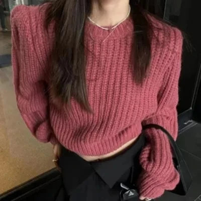 Soft Puff-Sleeve Knit Sweater — Cozy Elegance for Effortless Winter Style