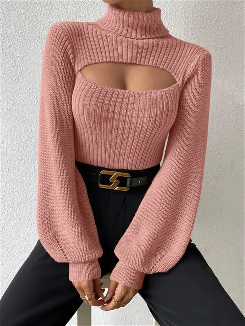 Soft Autumn Winter Knit Pullover Relaxed Fit with Elegant Hollow Accents