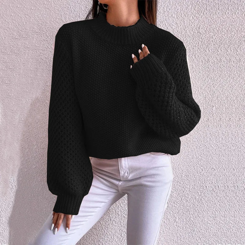 Women’s Hollow-Knit Pullover Sweater — Scandinavian-Style Knitwear for Autumn/Winter 2025