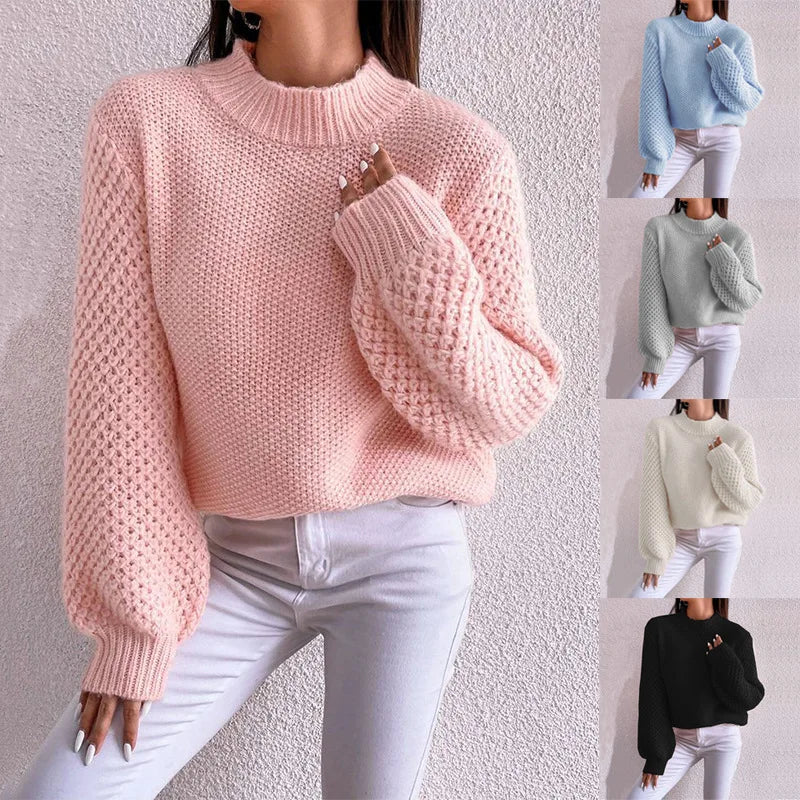 Women’s Hollow-Knit Pullover Sweater — Scandinavian-Style Knitwear for Autumn/Winter 2025