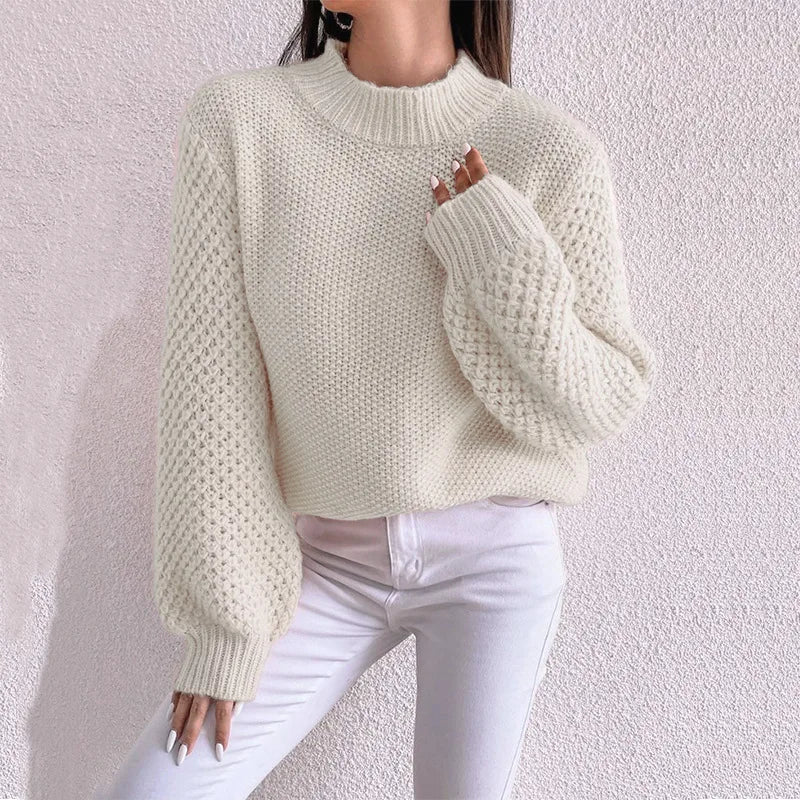 Women’s Hollow-Knit Pullover Sweater — Scandinavian-Style Knitwear for Autumn/Winter 2025