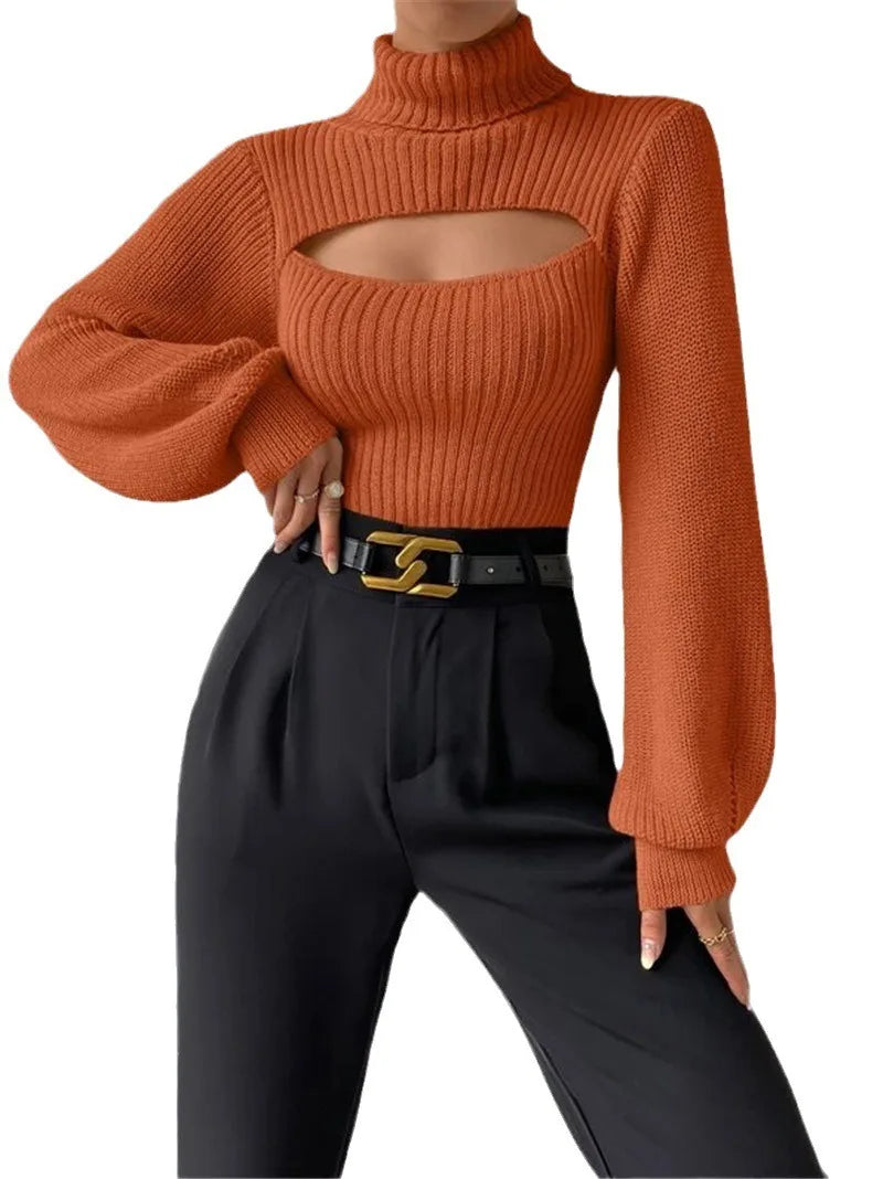 Soft Autumn Winter Knit Pullover Relaxed Fit with Elegant Hollow Accents