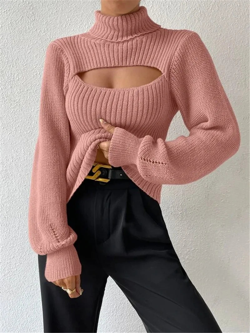 Soft Autumn Winter Knit Pullover Relaxed Fit with Elegant Hollow Accents