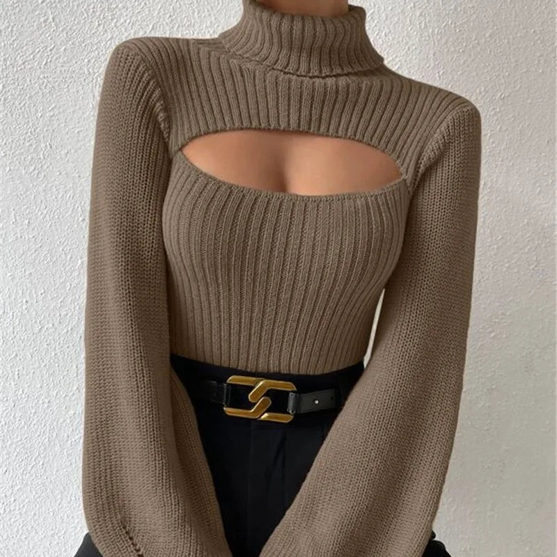Soft Autumn Winter Knit Pullover Relaxed Fit with Elegant Hollow Accents