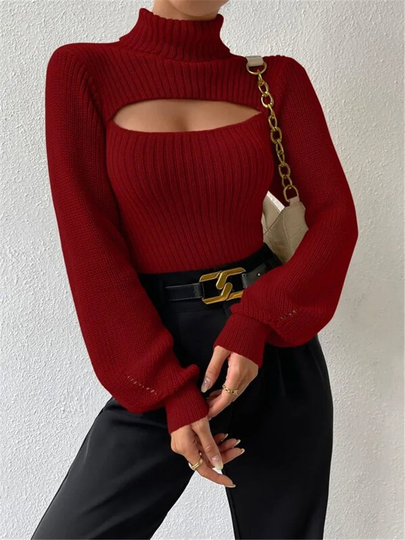 Soft Autumn Winter Knit Pullover Relaxed Fit with Elegant Hollow Accents