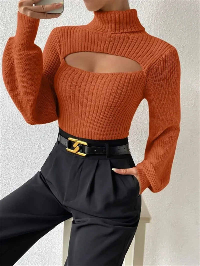 Soft Autumn Winter Knit Pullover Relaxed Fit with Elegant Hollow Accents