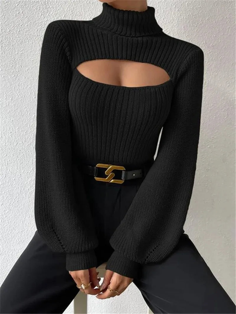 Soft Autumn Winter Knit Pullover Relaxed Fit with Elegant Hollow Accents