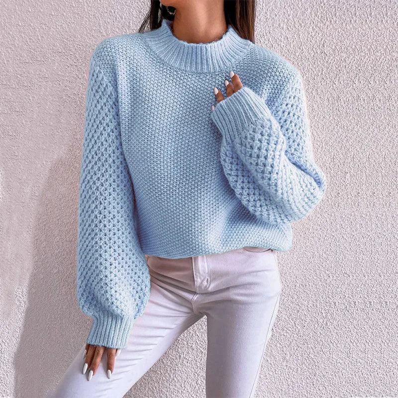 Women’s Hollow-Knit Pullover Sweater — Scandinavian-Style Knitwear for Autumn/Winter 2025