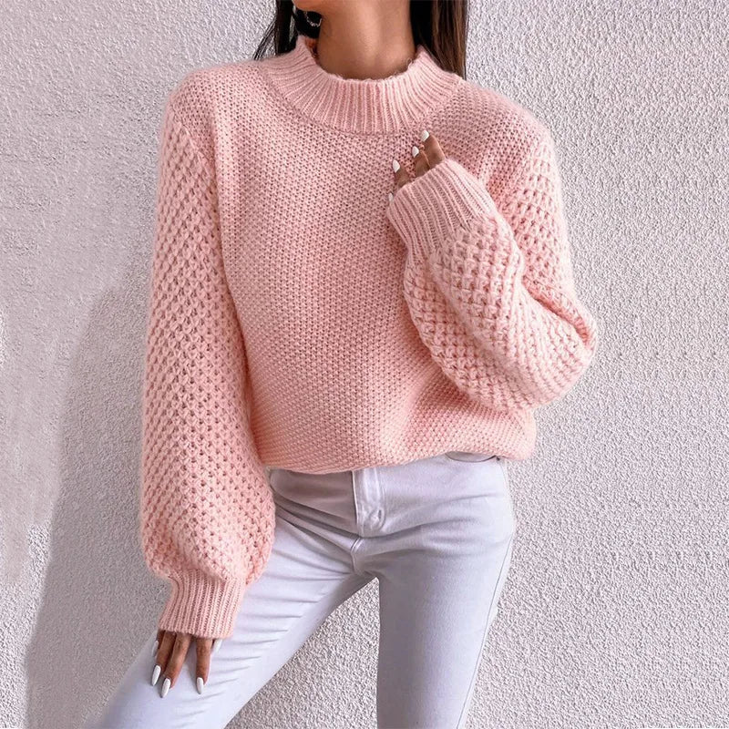 Women’s Hollow-Knit Pullover Sweater — Scandinavian-Style Knitwear for Autumn/Winter 2025