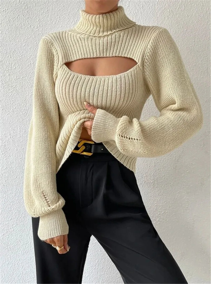 Soft Autumn Winter Knit Pullover Relaxed Fit with Elegant Hollow Accents